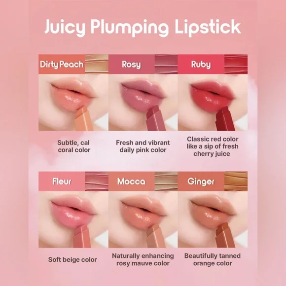 touch in Sol Fleur Vegan Again Juicy Plumping Lipstick- soft pink beige, volume - Picture 3 of 9